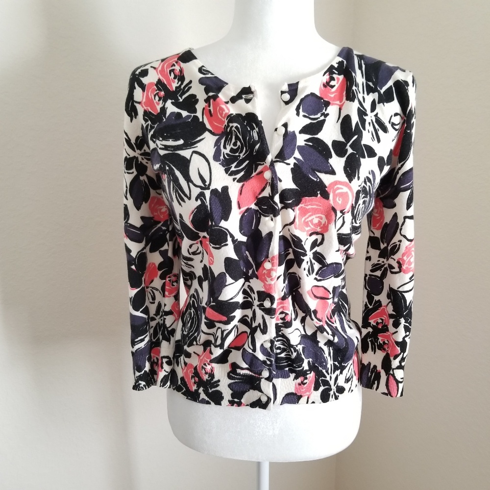 R.Q.T. Rose Floral Button Down Cardigan Sweater